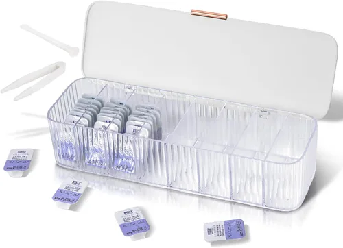 Miniatura 9 de P-80 Organizador diario de lentes de contacto con removedor y pinzas, dispensador de lentes desechable, caja de plástico transparente para todas