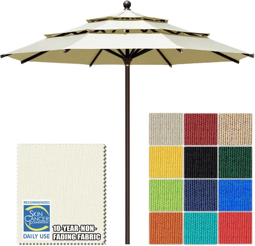 Miniatura 46 de EliteShade USA Sombrilla de Mercado de 10 Años Sin Decoloración de 9 Pies 3 Niveles Sombrilla de Patio Sombrilla de Mesa para Exteriores con Beige