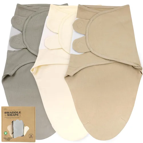 Miniatura 24 de Mantas para envolver para recién nacidos – Juego de 3 mantas para bebé de 0-3 meses – Saco de dormir ajustable – Envuelto suave de algodón orgánico
