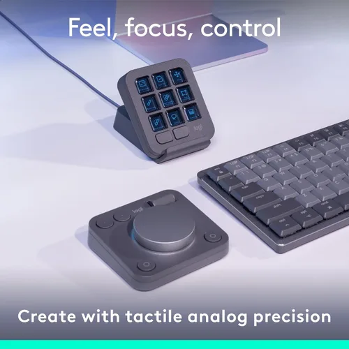 Miniatura 6 de Logitech MX Creative Console, 9 teclas LCD personalizables, accesorios Stream Deck, dial de control para diseño gráfico, Adobe, Zoom, Spotify