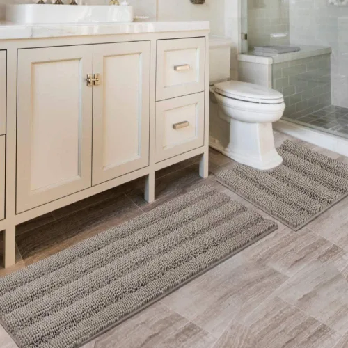 Miniatura 136 de H.VERSAILTEX - Alfombras de baño, juego de 2 piezas, alfombra de contorno para baño, juego de alfombras para inodoro, alfombra antideslizante