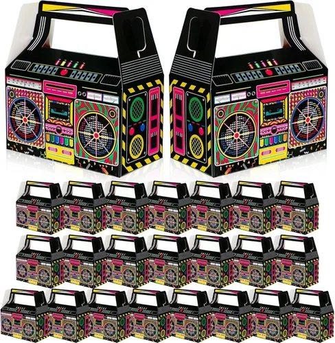 Zonon 24 Piezas Cajas de Favores de Fiesta de los 80s Cajas Boom Box Novedosas de los 90s Decoración de Fiesta Regalo Golosinas Dulces para Centros