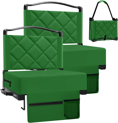 Miniatura 30 de Asientos de estadio con cojín de apoyo trasero, asientos plegables para gradas que soportan hasta 400 libras, asiento ancho con correa para el Sin