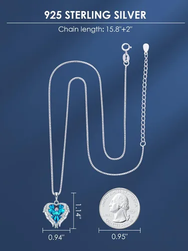 Miniatura 4 de CDE - Collar con dije de corazón de ala de ángel para mujer, dije de tono plateadodorado, regalo de Navidad, San ValentínDía de la Madre