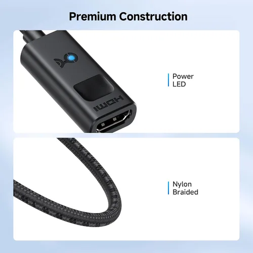 Miniatura 6 de Cable Matters Adaptador activo 8K Mini DisplayPort 1.4 a HDMI 2.1 con 4K 240Hz / 8K 60Hz, adaptador unidireccional de cable Mini DisplayPort a HDMI