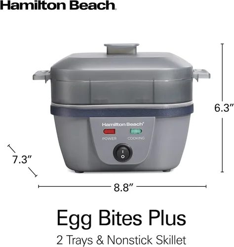 Miniatura 9 de Hamilton Beach Olla eléctrica 6 en 1 para huevos duros, máquina para picaduras de huevos estilo Sous Vide y cazador escalfador, sartén antiadherente