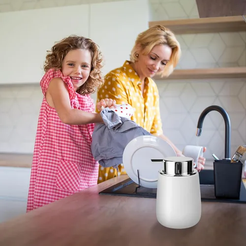 Miniatura 3 de Dispensador de jabón líquido de cerámica con bomba fácil de prensar, dispensador de líquido de mano para champú, baño, cocina, 12 onzas, 2