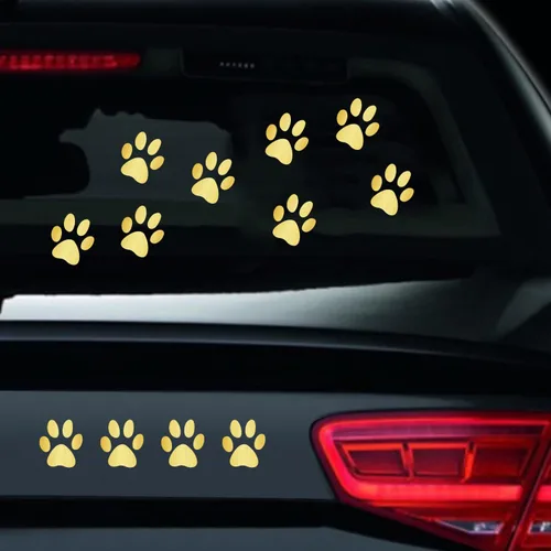 Miniatura 8 de Juego de 12 calcomanías de vinilo con estampado de patas de perro, calcomanías de vinilo para ventana de coche, laptop, motocicleta, camión, Plata