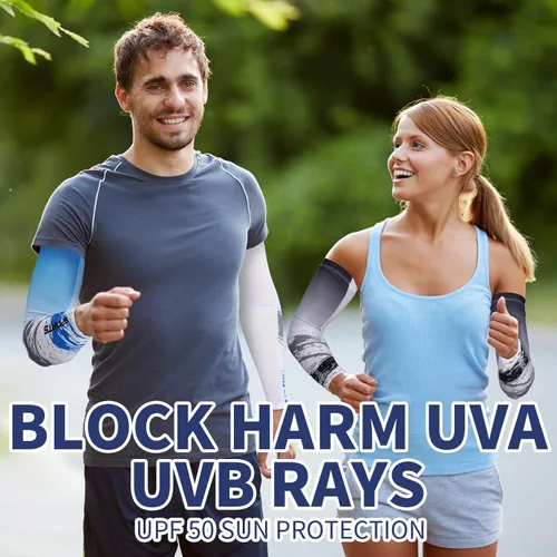 Miniatura 2 de Newcotte 4 pares de mangas de protección solar UV para brazos, manga deportiva de enfriamiento antideslizante, calentadores de seda de hielo
