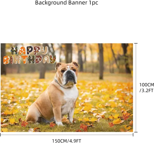 Miniatura 3 de Decoraciones de fiesta de bulldog francés, recuerdos de fiesta, incluye fondo de 3.2 x 4.9 pies, lindo cartel temático de bulldog inglés francés