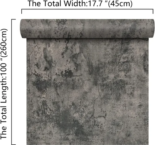 Miniatura 2 de Papel tapiz de hormigón texturizado de 17.7 x 100 pulgadas, para despegar y pegar, grueso, gris mate, papel adhesivo industrial para encimeras