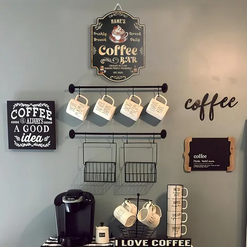 Miniatura 6 de Letrero de madera personalizado para barra de café, terapia en una taza tolerable a la gente, placa de pared para decoración de cocina, regalos