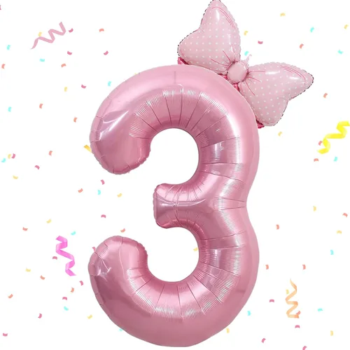 Miniatura 8 de HIBILDER 2 globos rosados del número 6 y mini lazo, decoraciones de fiesta de cumpleaños de 40 pulgadas, suministros de fiesta de sexto para niñas