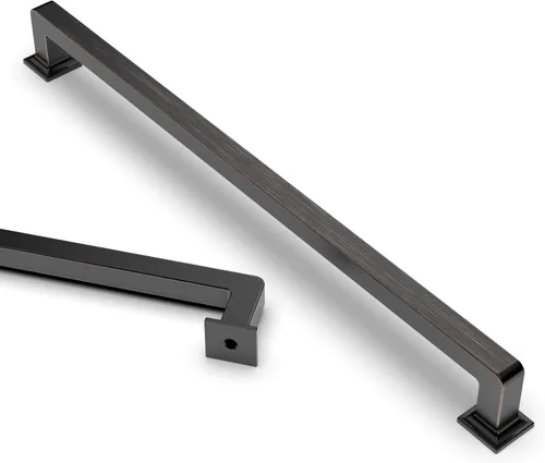 Miniatura 27 de Amerdeco - Paquete de 10 tiradores de latón cepillado para armarios con orificio central de 3 pulgadas (76 mm), tiradores para armarios de cocina