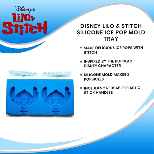 Miniatura 6 de Disney Lilo & Stitch - Molde para hacer paletas de hielo, bandeja de cubitos de hielo de silicona para congelador Artículos esenciales de cocina
