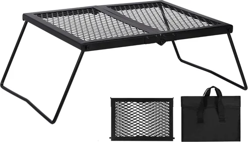 Miniatura 11 de REDCAMP Parrilla Plegable de Camping 2 en 1, Parrilla Plegable de Mesa para Cocina al Aire Libre con Fuego Descubierto para Acampar, Parrilla