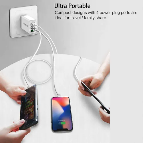 Miniatura 6 de iSeekerKit Paquete de 3 adaptadores de cargador de pared USB 3.0 de 4 puertos, bloque de carga rápida, compatible con Samsung Galaxy S10 S9 S8/Note