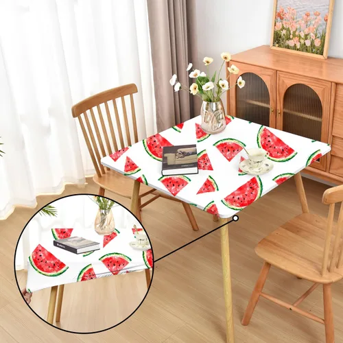 Miniatura 45 de Mantel ajustado blanco con elástico para mesas plegables de 48x48 pulgadas, manteles lavables y elásticos de elastano para mesas de cartas, manteles