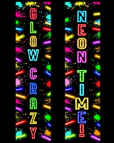 Miniatura 9 de FuWeave Cartel de puerta que brilla en la oscuridad, decoración de fiesta de Navidad, letrero de porche, colgador de puerta, luz negra, decoración