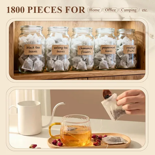 Miniatura 6 de 1800 bolsas de té para hojas sueltas, bolsas de filtro de té desechables a granel, bolsas de infusor con cordón vacías naturales para café, especias