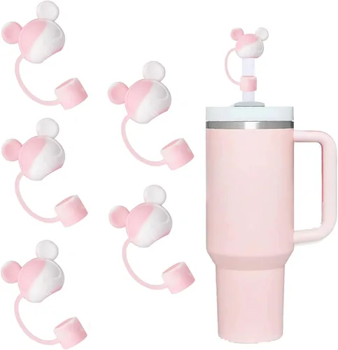 Miniatura 34 de Juego de 4 fundas de popote con diseño de estrella compatibles con vasos Stanley de 30 y 40 onzas, reutilizables, bonitas puntas de popote