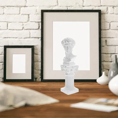 Miniatura 3 de HOMSFOU Estatua griega de David, escultura de resina de mitología, pilares romanos blancos, columnas griegas, figura de artista de cabeza de David