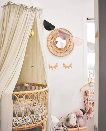 Miniatura 3 de Toldo de cama para niños con volantes, red de algodón para cuna, rincón de lectura, cortina de escondite, colgante, tienda de campaña redonda, ropa