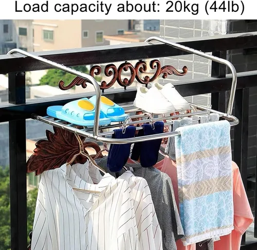 Miniatura 7 de Estante de secado de ropa multifuncional, ajustable, estante de secado de ropa de acero inoxidable, ahorro de espacio para interiores y exteriores