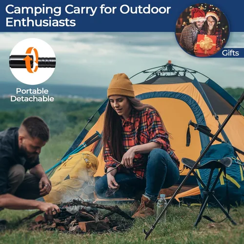 Miniatura 5 de Póquer de fuego para hoguera, póquer de chimenea de 32 pulgadas, póquer largo resistente para chimenea, camping, estufa de leña, uso en exteriores e