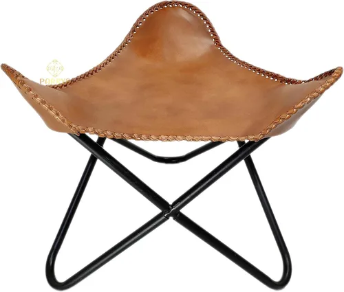 Miniatura 5 de Pie plegable de mariposa de cuero Acento de salón, camping, caminar, caza, senderismo, pesca, viajes (beige)