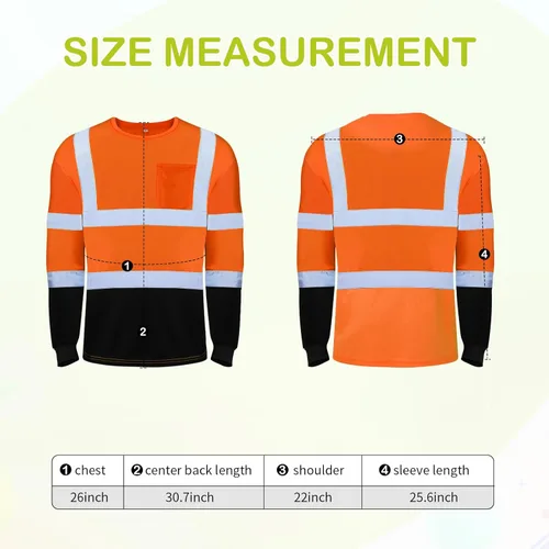 Miniatura 2 de Zhanmai 6 Pack Long Sleeve Safety Shirt High Visibility Reflective Class 3 Hi Vis Construction Safety Shirt with Pocket Naranja