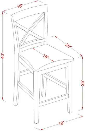 Miniatura 6 de East West Furniture CAPB5H-OAK-C - Juego de mesa de comedor de 5 piezas de altura de mostrador, incluye una mesa de cocina rectangular y 4 sillas