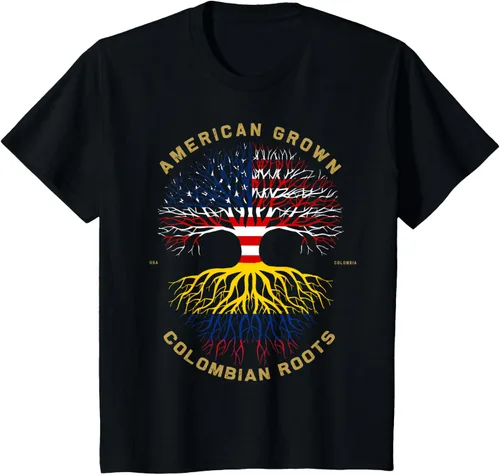 Miniatura 73 de Camiseta de regalo con la bandera de Estados Unidos con árbol de raíces colombianas