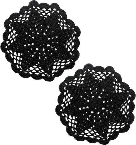 Miniatura 15 de Juego de 2 manteles individuales de encaje con diseño de flores huecas de ganchillo, manteles individuales de encaje para taza de té, aniversario