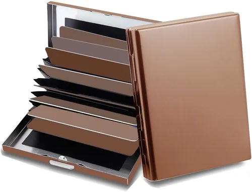 EASTNIGHTS Soporte para tarjetas de crédito RFID, protector de metal para tarjetas de crédito para hombres y mujeres, paquete de caja de regalo