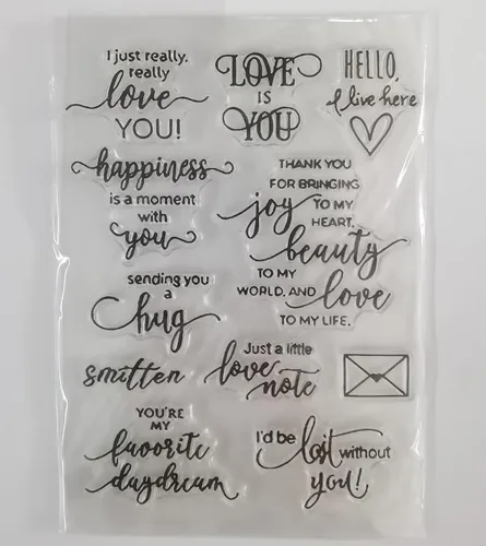 Miniatura 2 de NZJ Just for You Love You Miss You Happy Anniversaryn Thank You Tarjetas de sello transparentes para carpeta de relieve, manualidades, álbum
