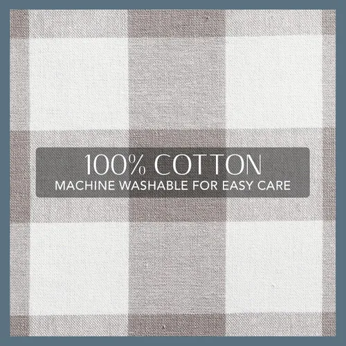 Miniatura 4 de Elrene Home Fashions Farmhouse Living Buffalo-Check Juego de cortinas de dos niveles para baño o cocina, 30" x 24" (Juego de 2 niveles), Gris/Blanco