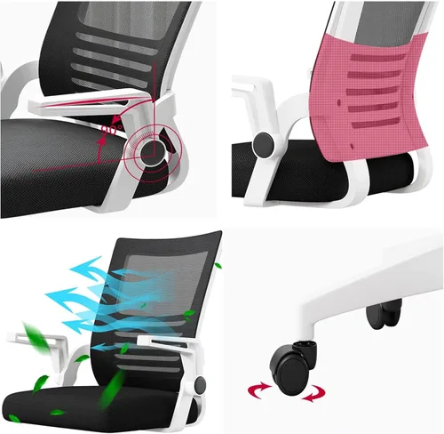 Miniatura 5 de Office Desk Computer Chair Ergonomic Mesh Gaming Chair with Mid-Back Design, Comfortable Lumbar Support, Adjustable Height, and Swivel Function for