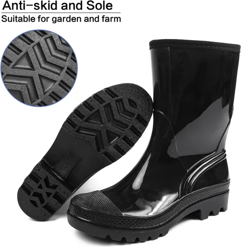 Miniatura 71 de DKSUKO Waterproof Womens Rain Boots insulated,Lightweight Rubber fashion Boots in Gardening,Warm and Comfortable Wide Calf Rain Boots with Glossy in