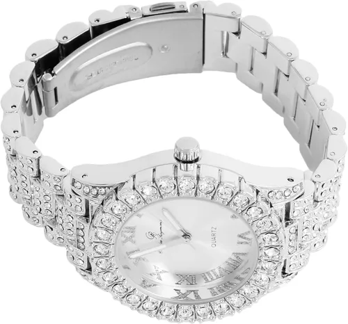 Miniatura 7 de Reloj de mujer con bisel grande de rocas, esfera de color con números romanos, totalmente cubierto en cristales - ST10327LA