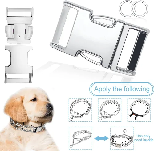 Miniatura 4 de Collar de perro de acero inoxidable con hebilla de liberación rápida, plateado
