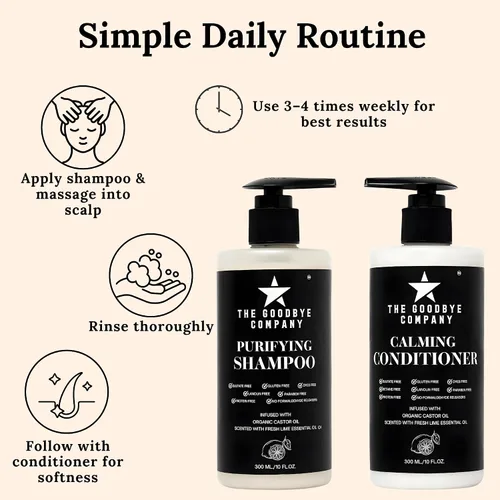 Miniatura 4 de The Goodbye Company Champú acondicionador de aceite de ricino, limpieza suave e hidratación ligera, aloe vera karité botánico, sin sulfato sin