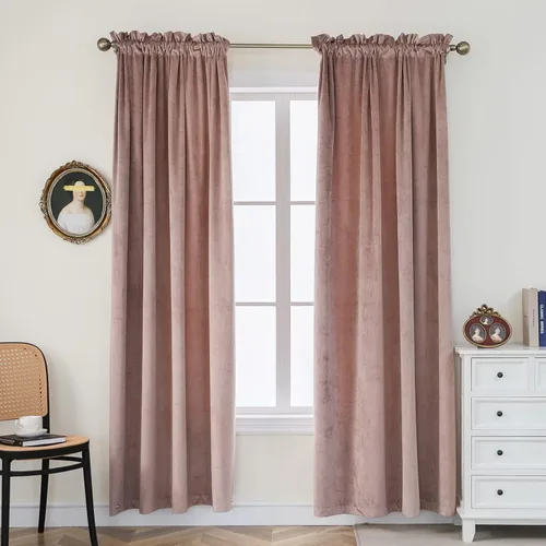Miniatura 17 de PLEASANT BOULEVARD Cortinas de terciopelo [2 paneles] elegantes para sala de estar, dormitorio, cuarto de bebé, cortinas para oscurecer