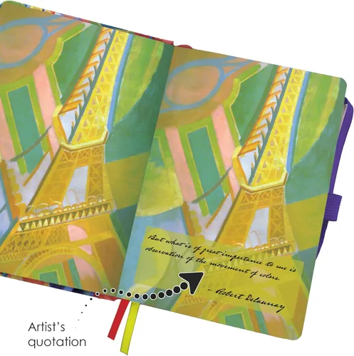 Miniatura 2 de RainCaper Cuaderno de cuero vegano, 160 páginas de cuadrícula de puntos, 5.7 x 8 pulgadas, diario - Torre Eiffel Delaunay