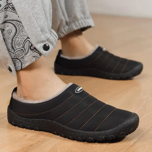 Miniatura 4 de UBFEN - Pantuflas cálidas de invierno para hombre y mujer con forro de felpa mullida, zapatos de casa con suela de caucho antideslizante