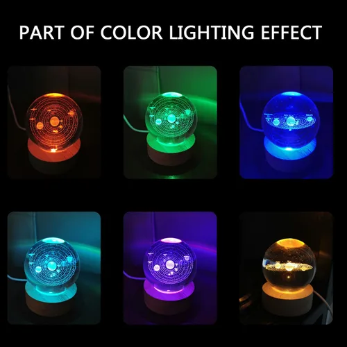 Miniatura 6 de Zabalar Luz nocturna de bola de cristal 3D con base de luz LED colorida, regalo del día de San Valentín, luces LED, lámpara de mesa que cambia