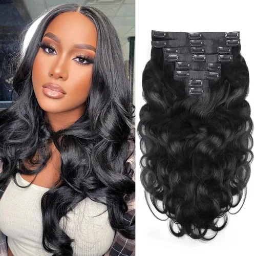 Miniatura 10 de Extensiones de cabello con clip de 12 pulgadas, rizado birmano, negro natural, extensiones de cabello con clip rizado birmano, cabello humano real