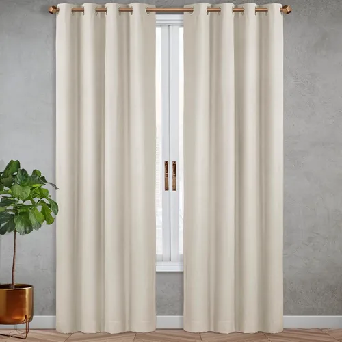 Miniatura 10 de SUN+BLK Nantes - Panel de cortina individual con aislamiento total con ojales, reducción de ruido, bloqueo de luz, marfil, 52 x 108 pulgadas Blanco