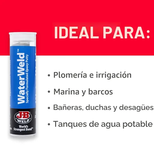 Miniatura 3 de J-B Weld 8277 2-Oz. Masilla Epoxi Waterweld Auto, 0, 2 onza, Blancuzco