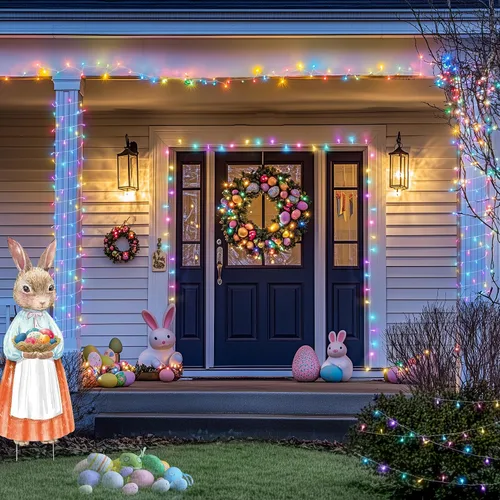 Miniatura 7 de JMEXSUSS Luces rojas blancas y azules con cable transparente, 66 pies, 200 luces LED para decoración del 4 de julio, luz de Navidad para celebración